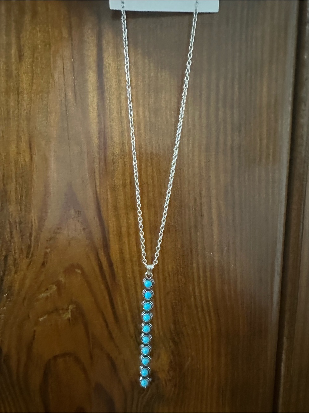 Turquoise Linear Pendant Necklace - Silver Tone Women’s Jewelry